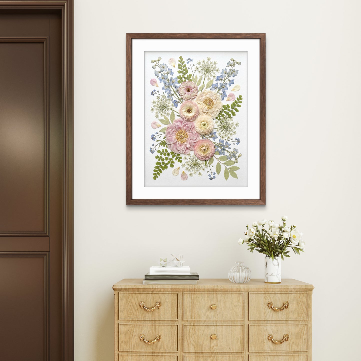 Fleurs roses et bleues