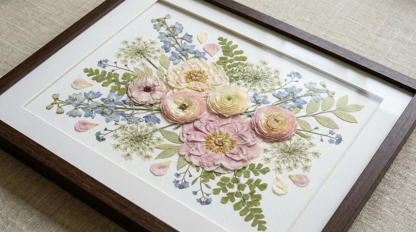 Fleurs roses et bleues