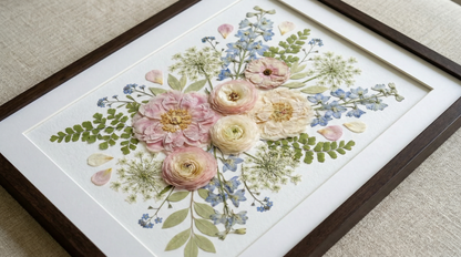 Fleurs roses et bleues