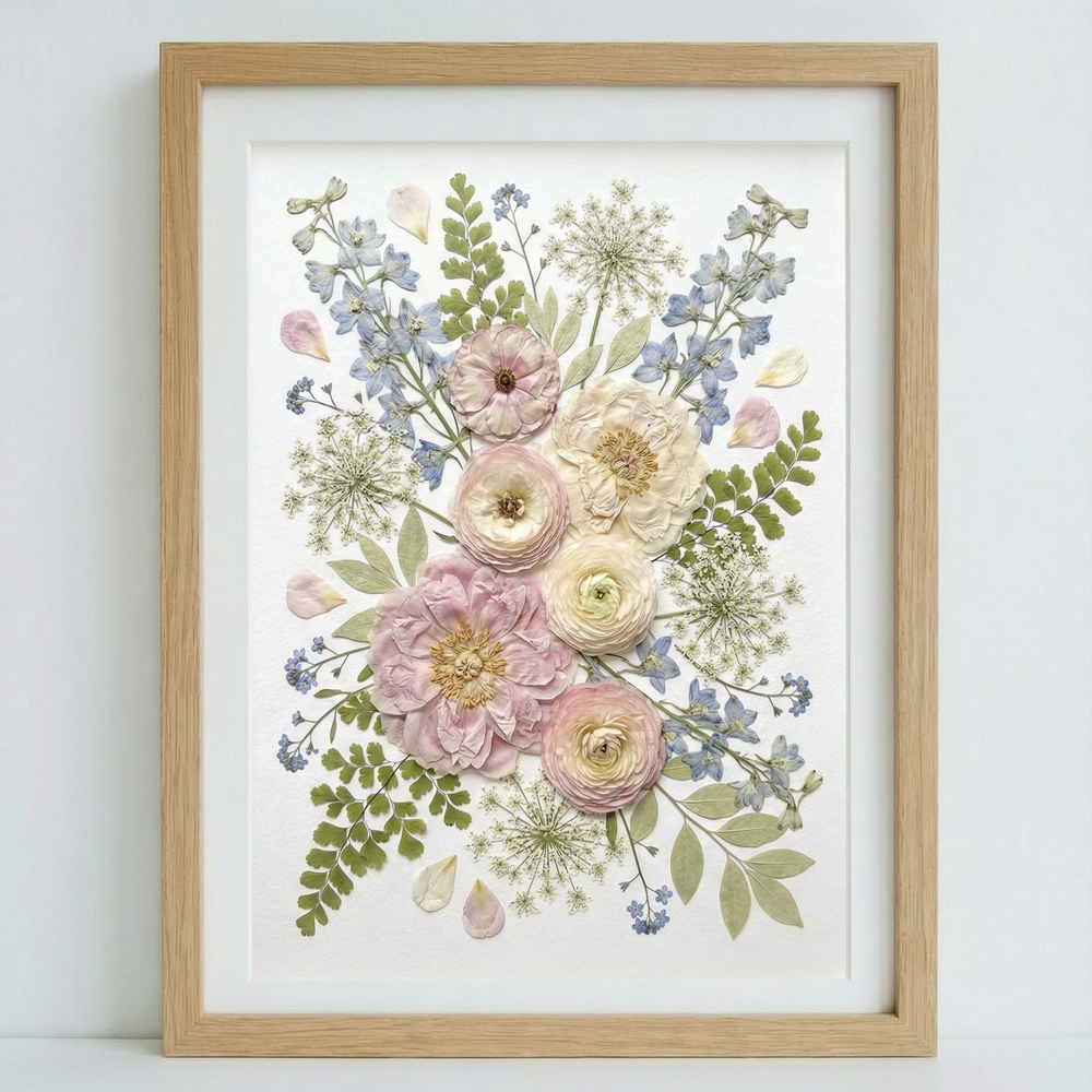 Fleurs roses et bleues