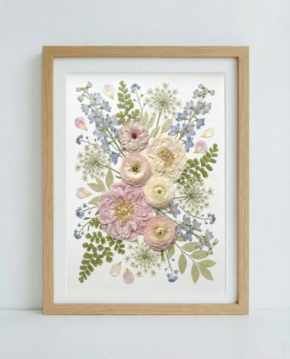 Fleurs roses et bleues