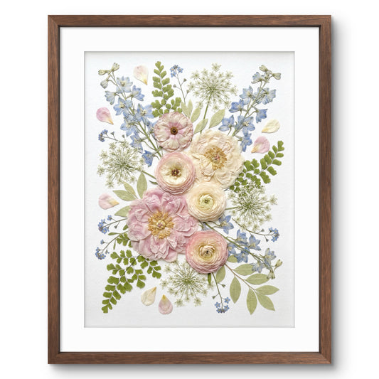 Fleurs roses et bleues