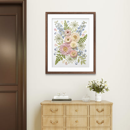 Fleurs roses et bleues