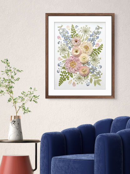 Fleurs roses et bleues