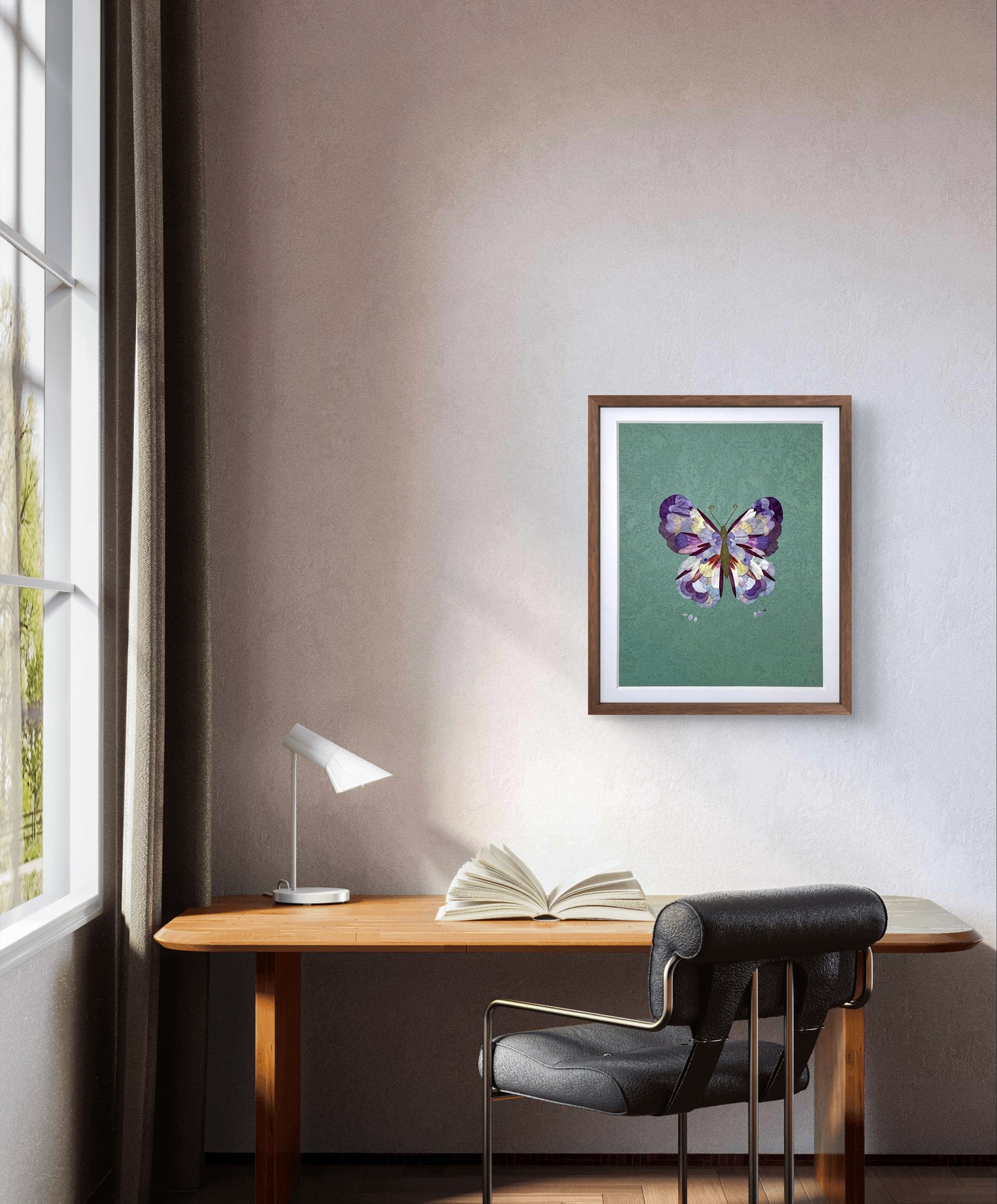 Œuvre d'art réalisée avec de véritables pétales de fleurs - Papillon