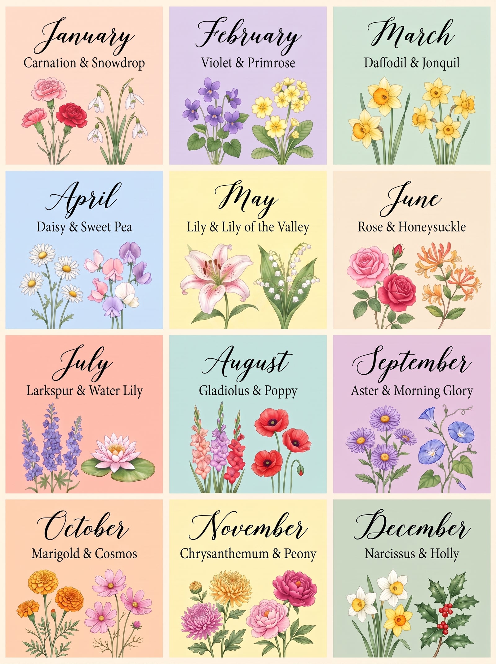 Two Birth Flowers, One Heart