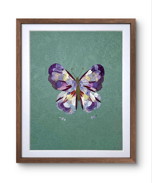 Œuvre d'art réalisée avec de véritables pétales de fleurs - Papillon