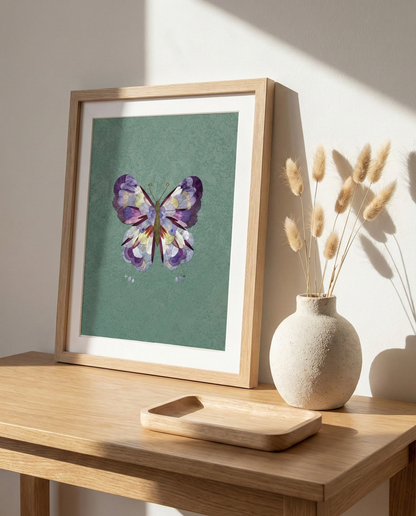 Œuvre d'art réalisée avec de véritables pétales de fleurs - Papillon