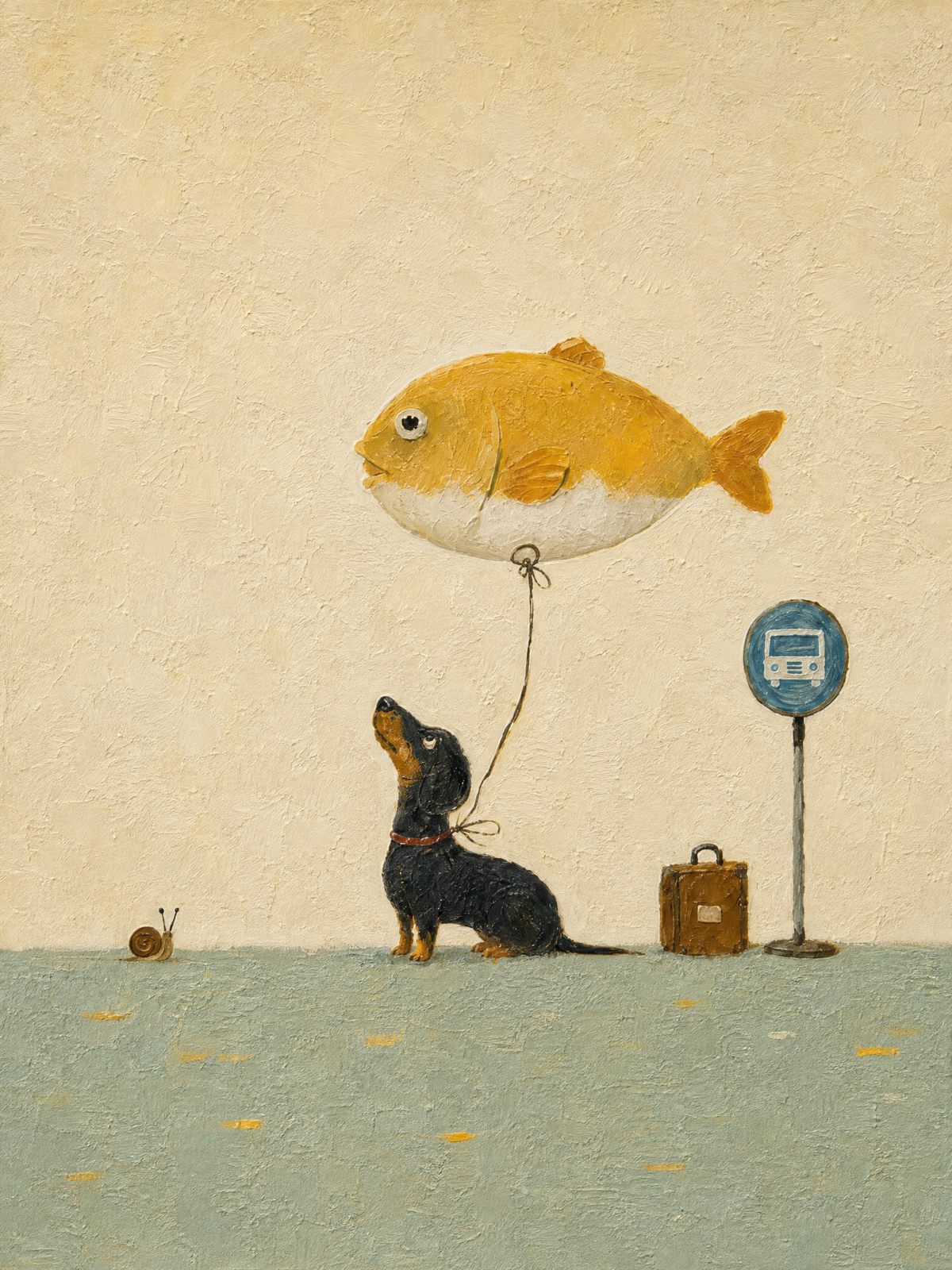 Waiting at the Bus Stop with a Fish Balloon