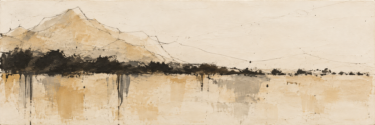 Quiet Mountain Reflections — Panoramic Landscape Painting