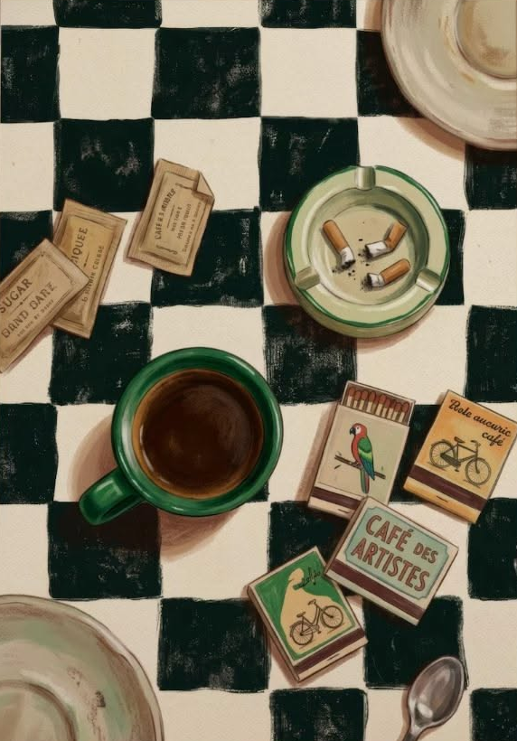 Café Checkers — Coffee Table Still Life