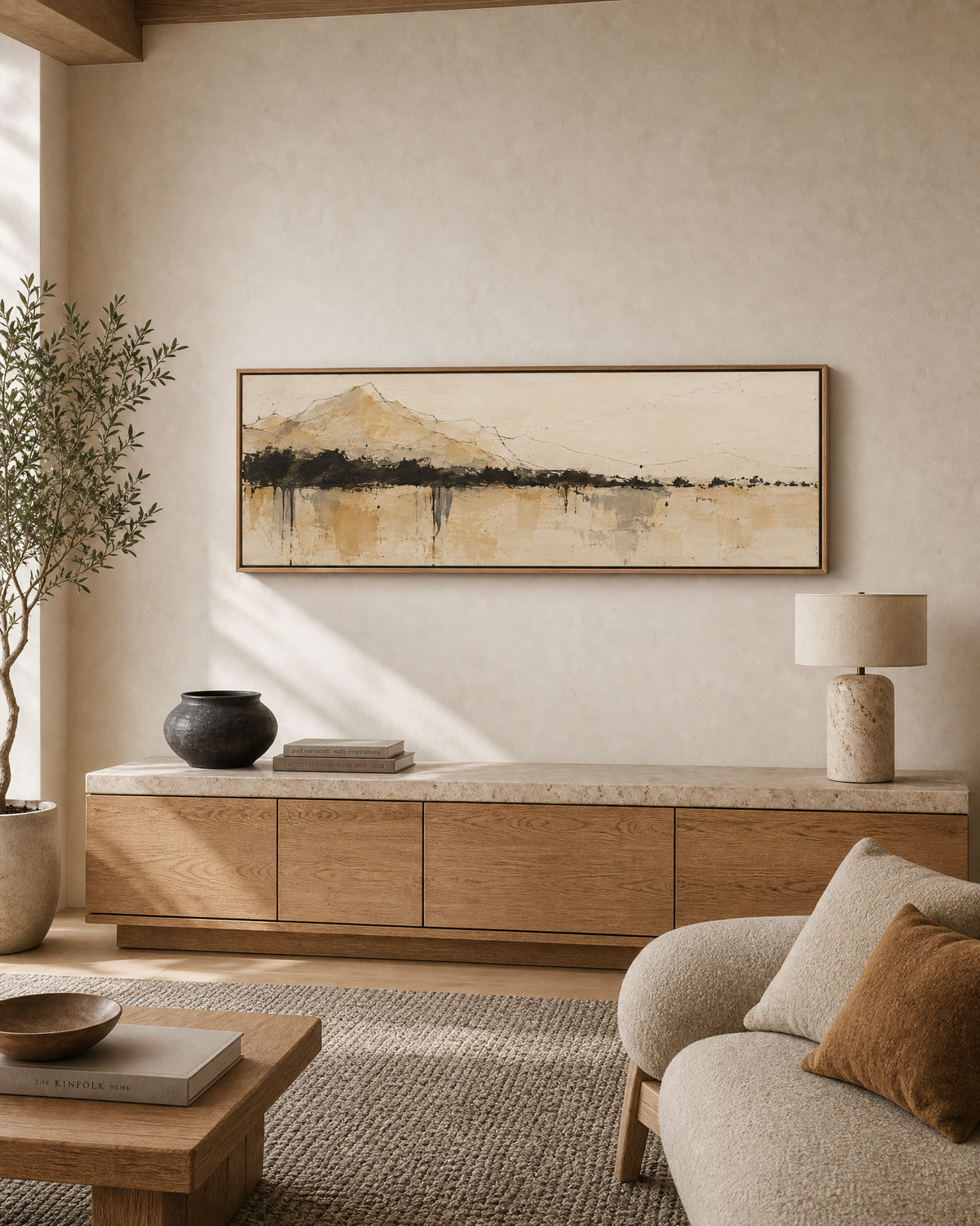 Quiet Mountain Reflections — Panoramic Landscape Painting
