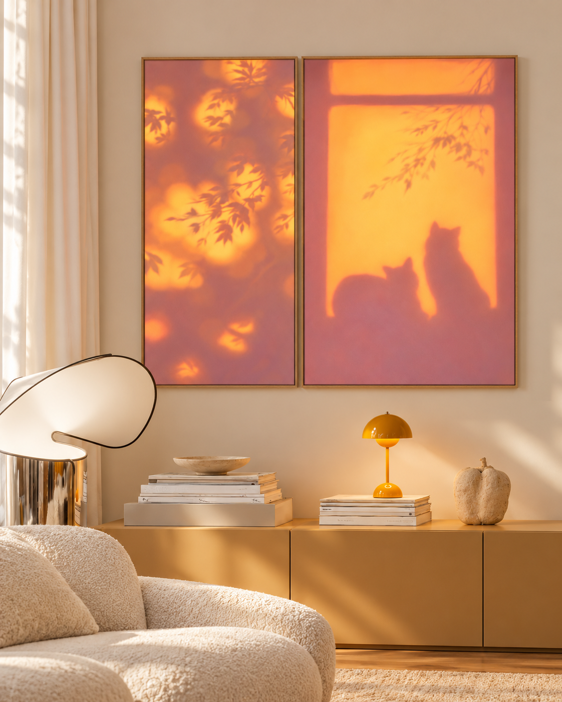 Golden Hour Cats — Two-Panel Canvas Set