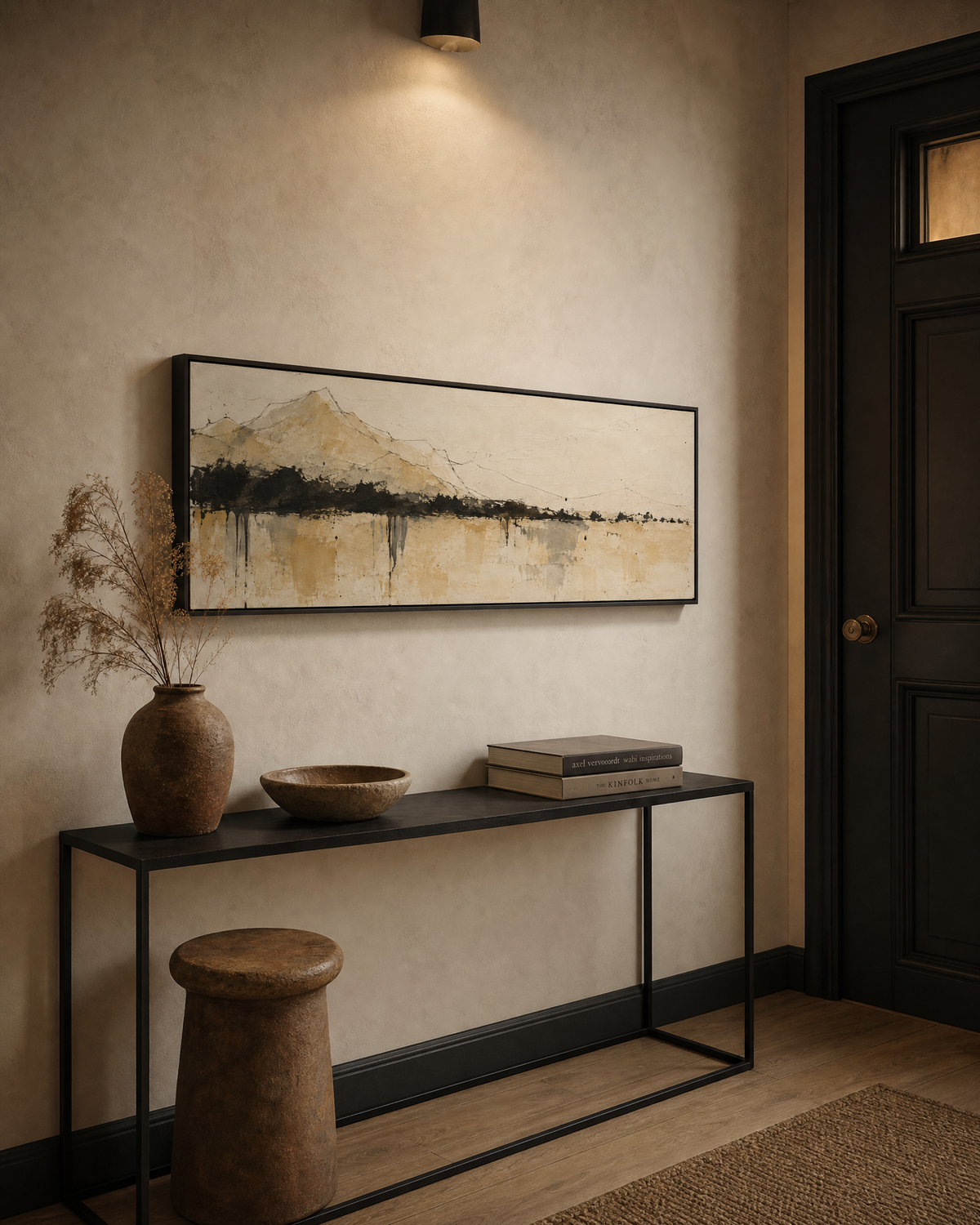 Quiet Mountain Reflections — Panoramic Landscape Painting