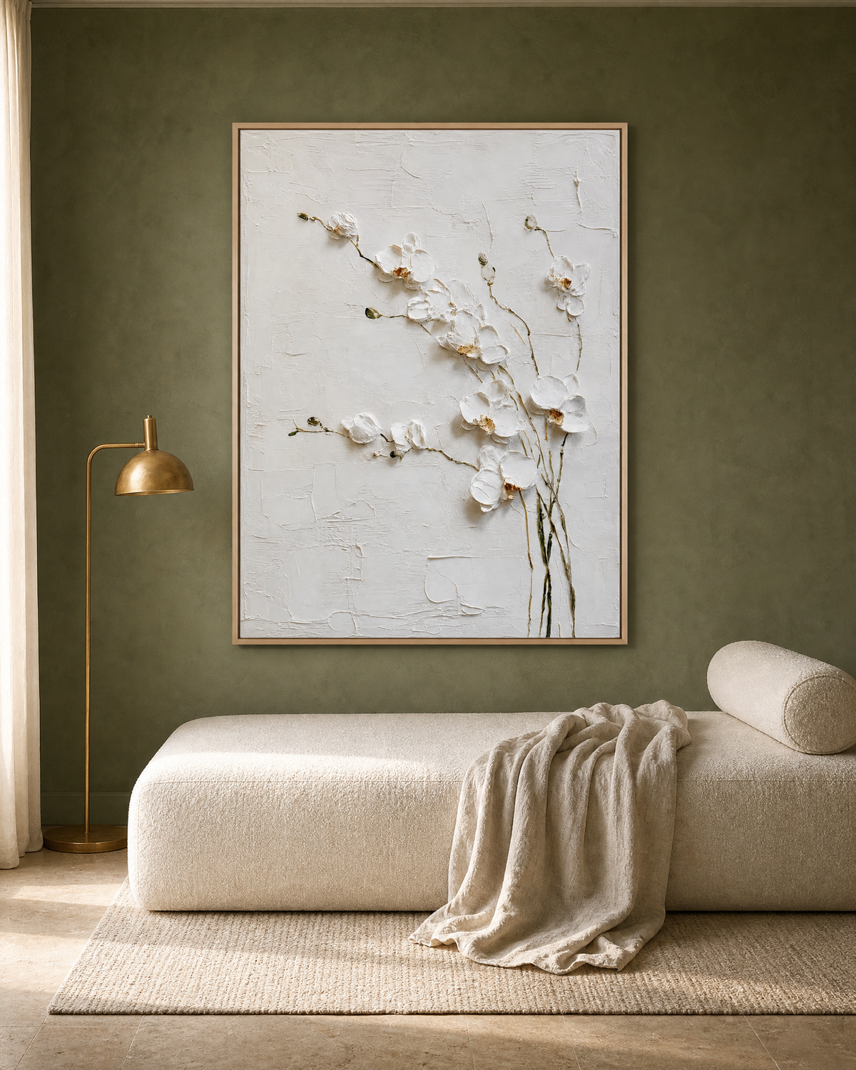 White Orchids on Textured Ivory