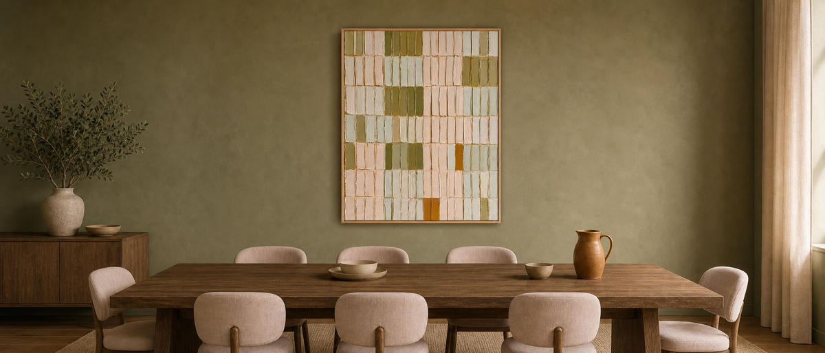 Weave Grid in Blush and Olive