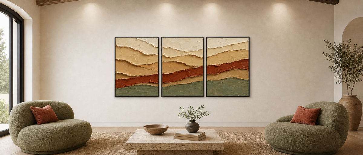 Layered Earth — Three-Panel Canvas Set