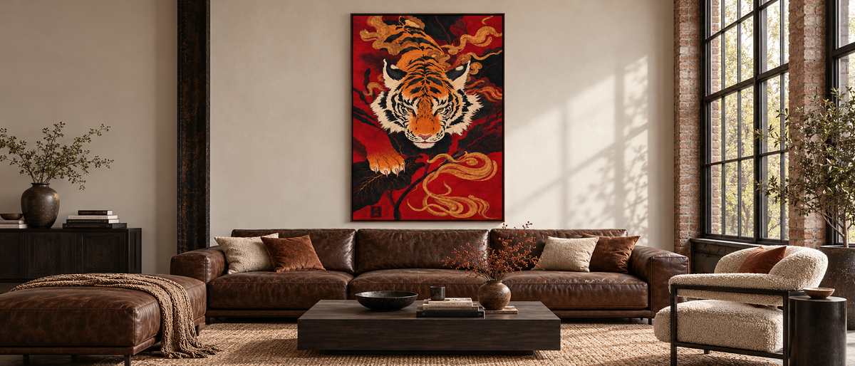 Crimson Guardian — Tiger and Golden Clouds